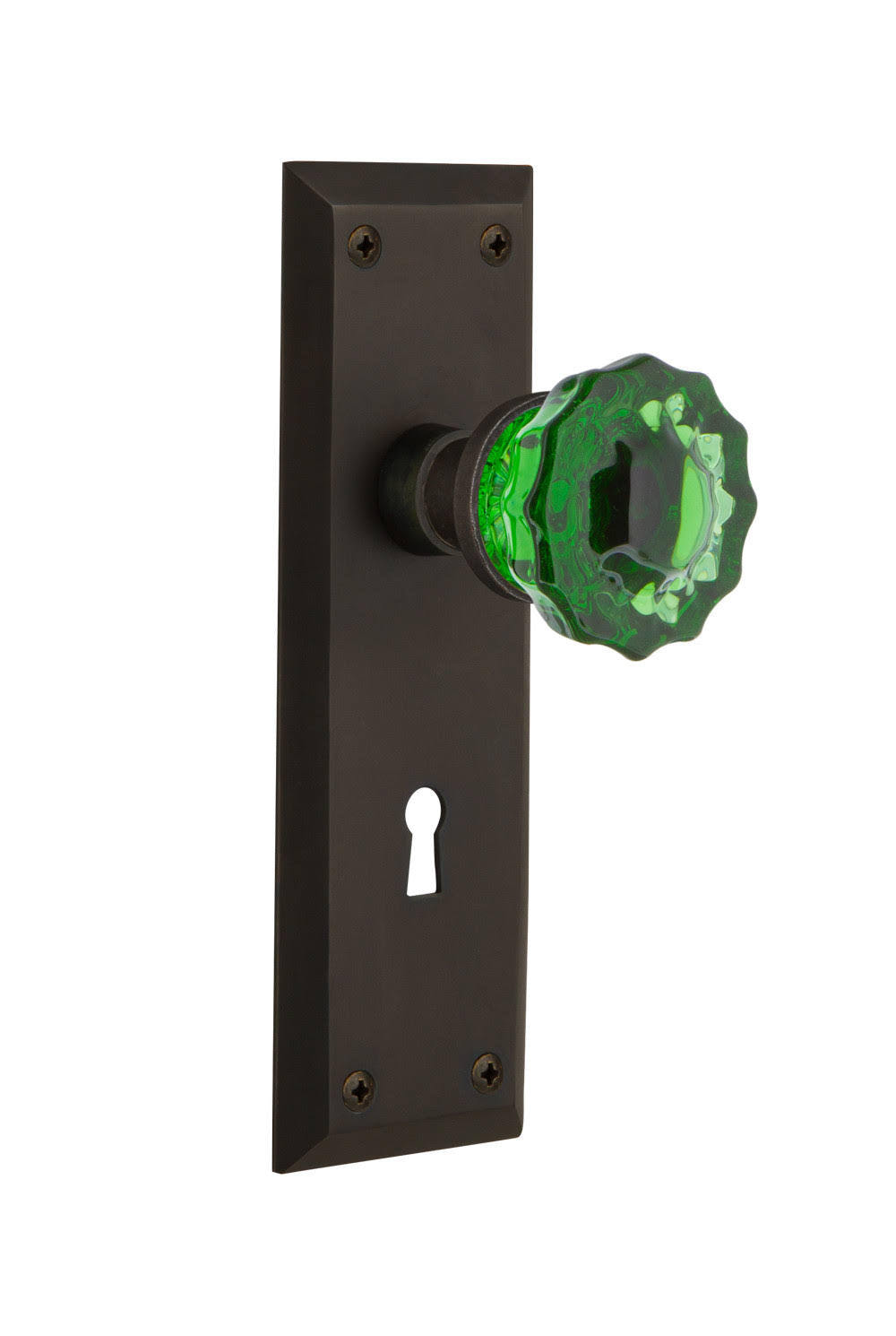 Oil-Rubbed Bronze Crystal Emerald Glass Door Knob B4320