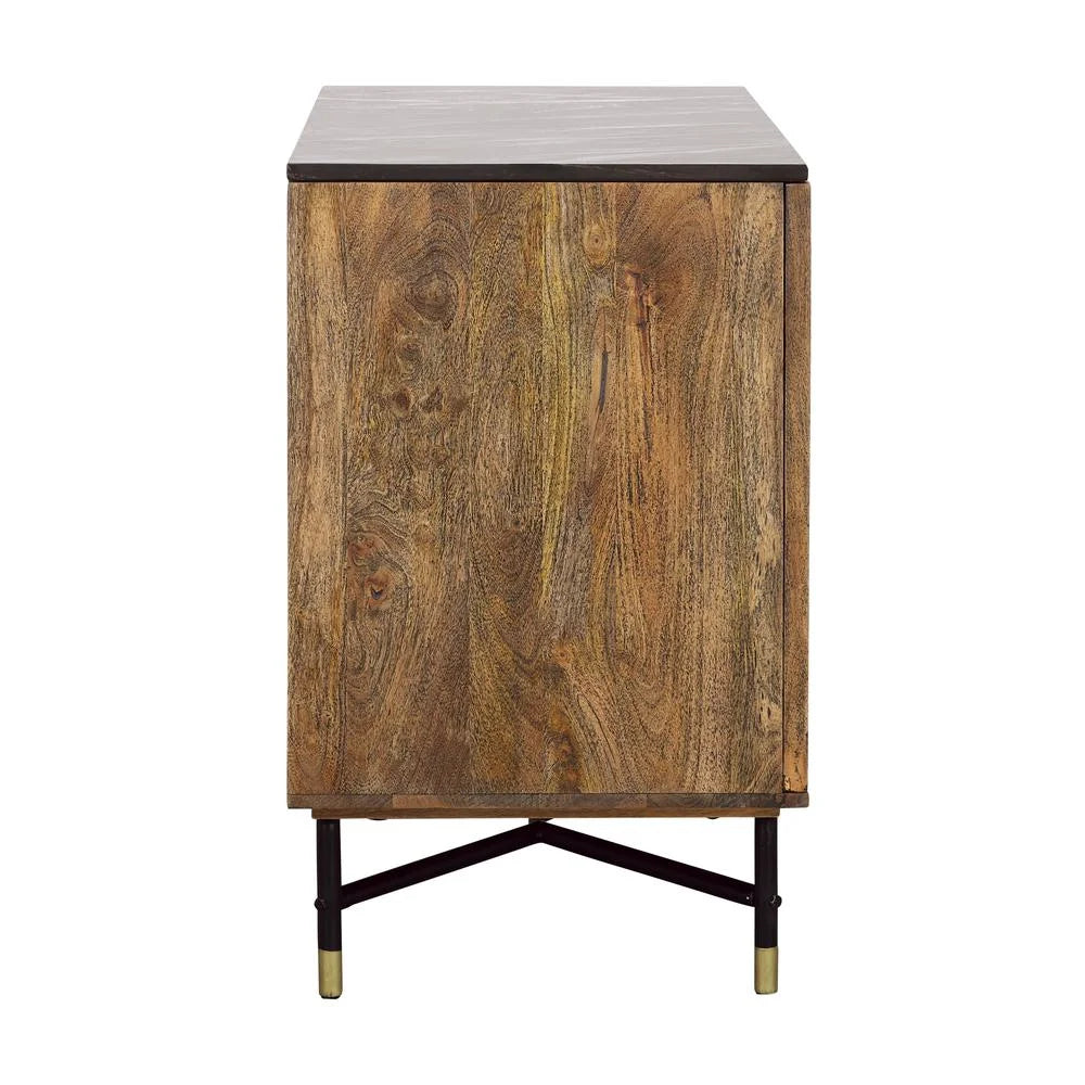 2-Door Solid Wood & Marble Cabinet C698