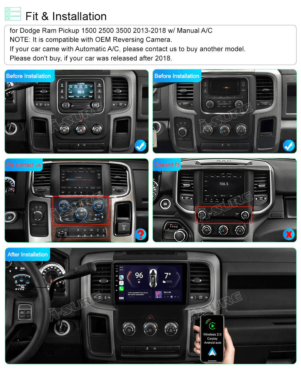 Android 13 Car Stereo Radio with Manual A/C H7178