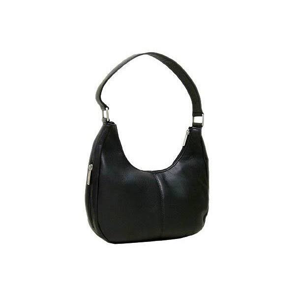 Black Leather Single Handle Side Zip Hobo Y7824