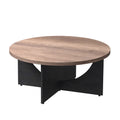 Modern Retro Round Coffee Table 35 Inches Rustic Brown N231025