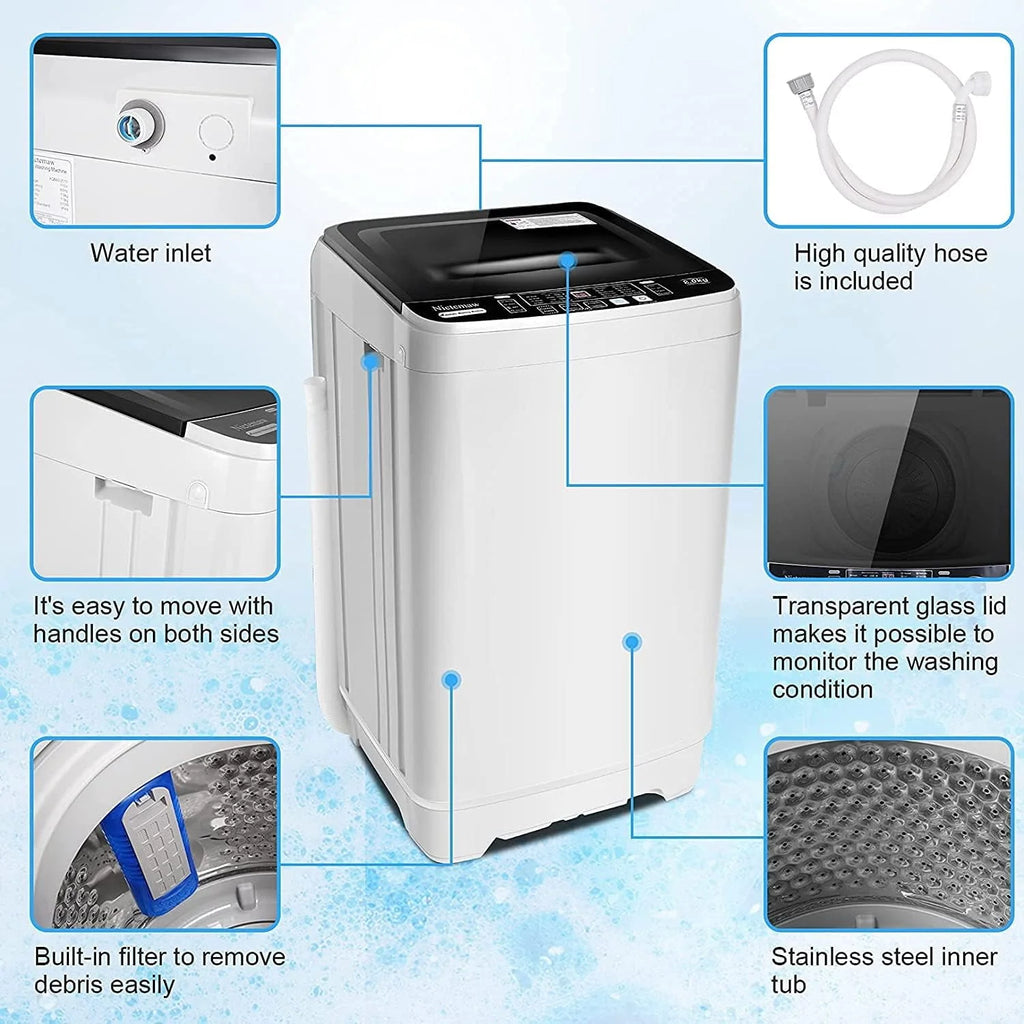 Portable 17.8lbs Fully-Automatic Washing Machine Y977775