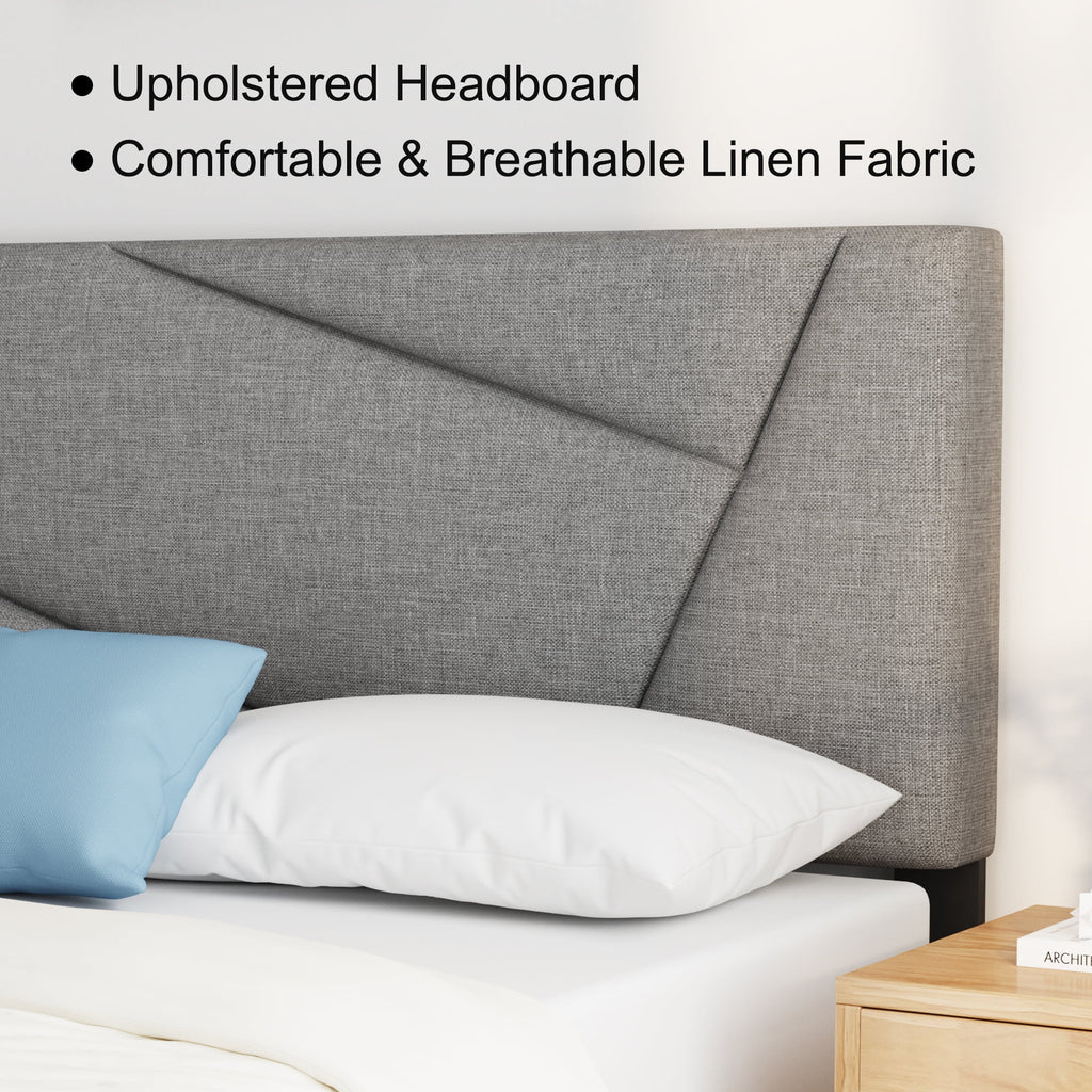 Queen Size Fabric Upholstered Platform Bed Frame B685