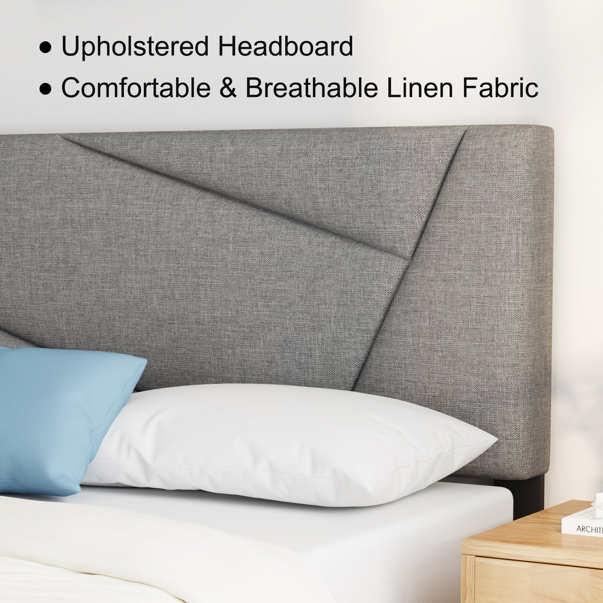 Queen Size Fabric Upholstered Platform Bed Frame B685