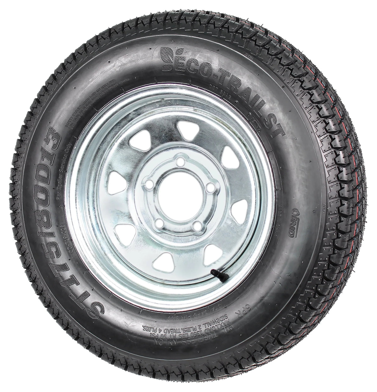 13 5 Lug Galvanized Spoke Trailer Tire On Rim O585