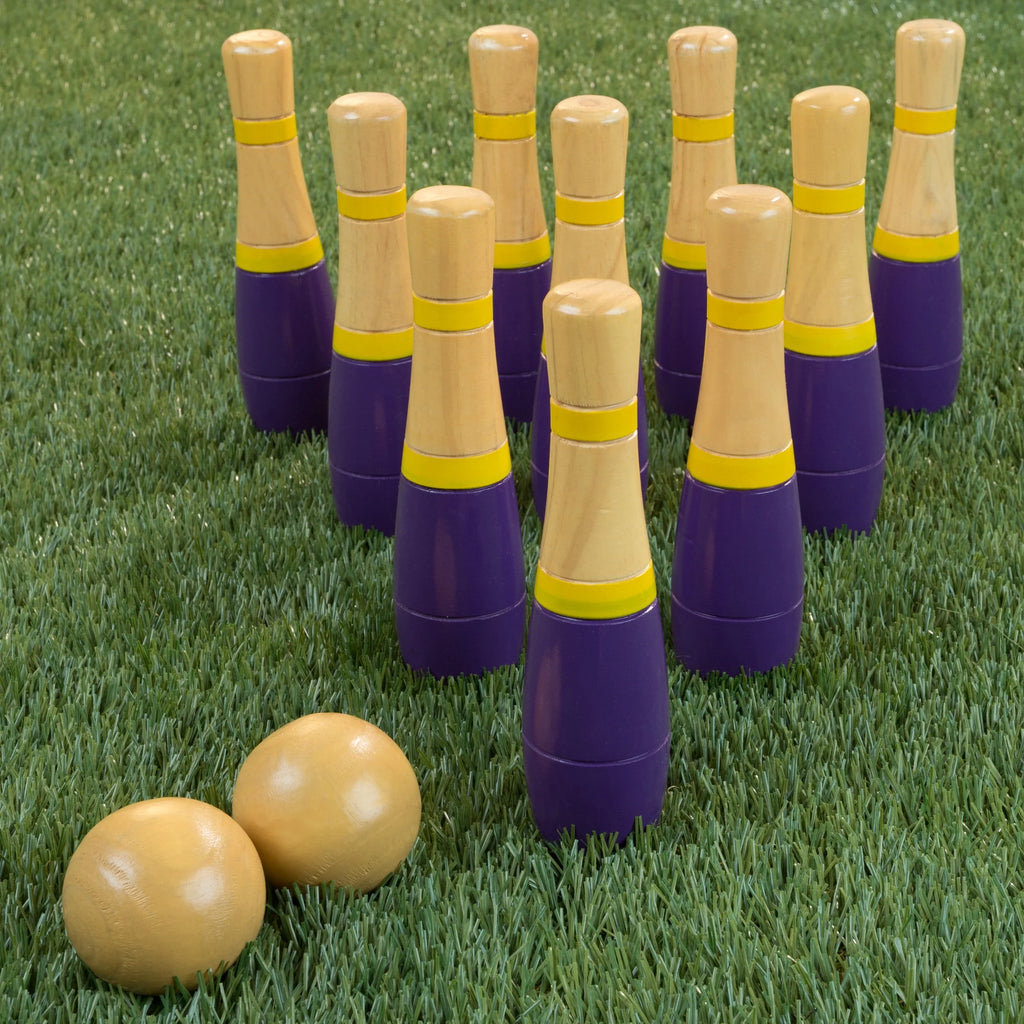 Wood Bowling Set with 2 Balls and Carry Bag F64726