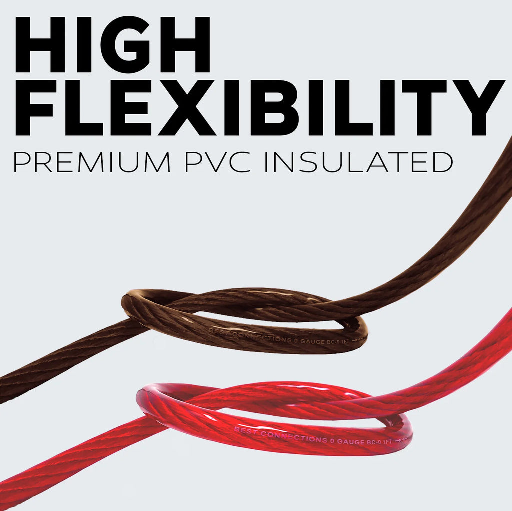 1/0Ga 25ft Black/Red Translucent Car Power/Ground Wire 50ft X5572