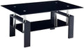 43.3 Inch Rectangle Glass Black Coffee Table B959