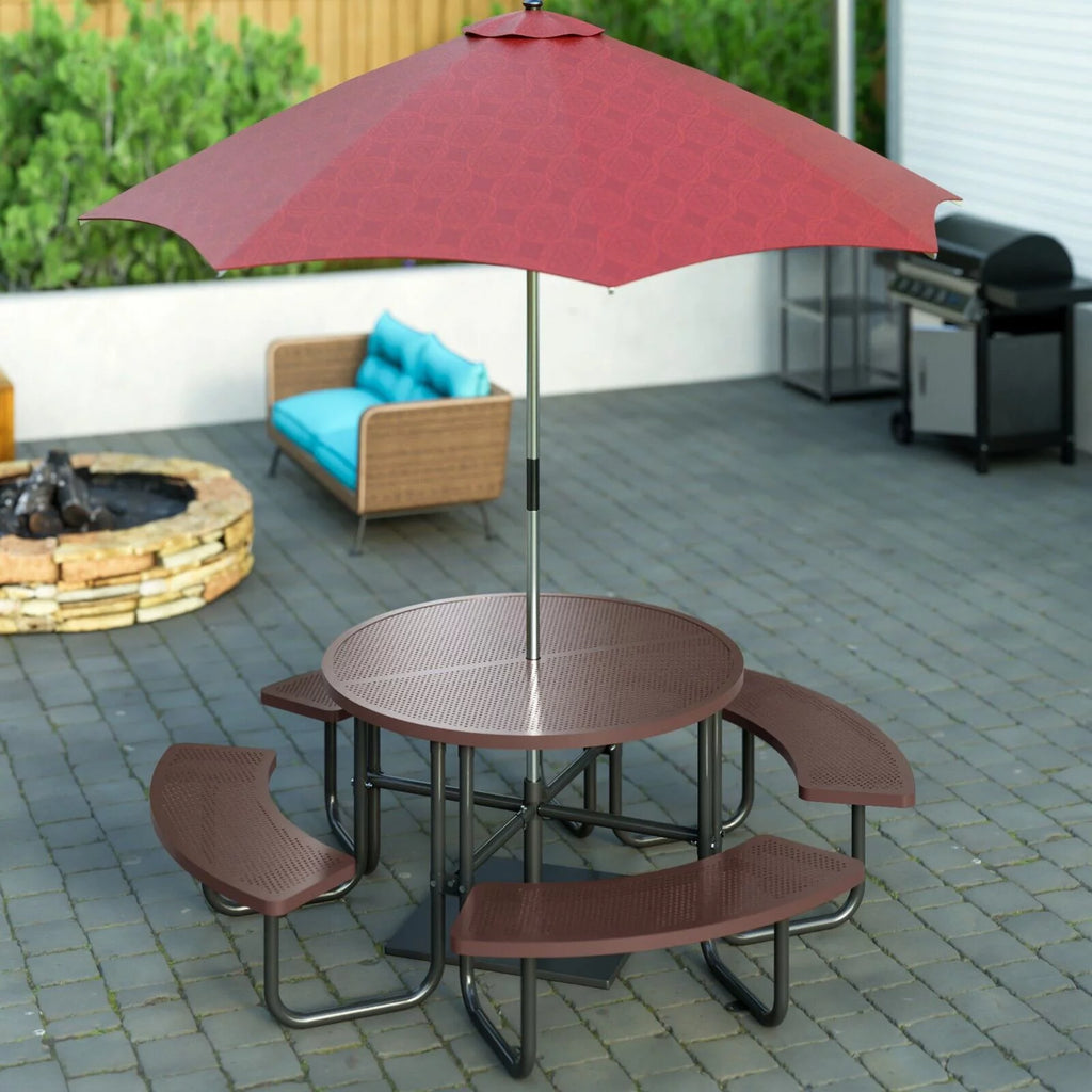 Brown Round Portable Picnic Table M2327