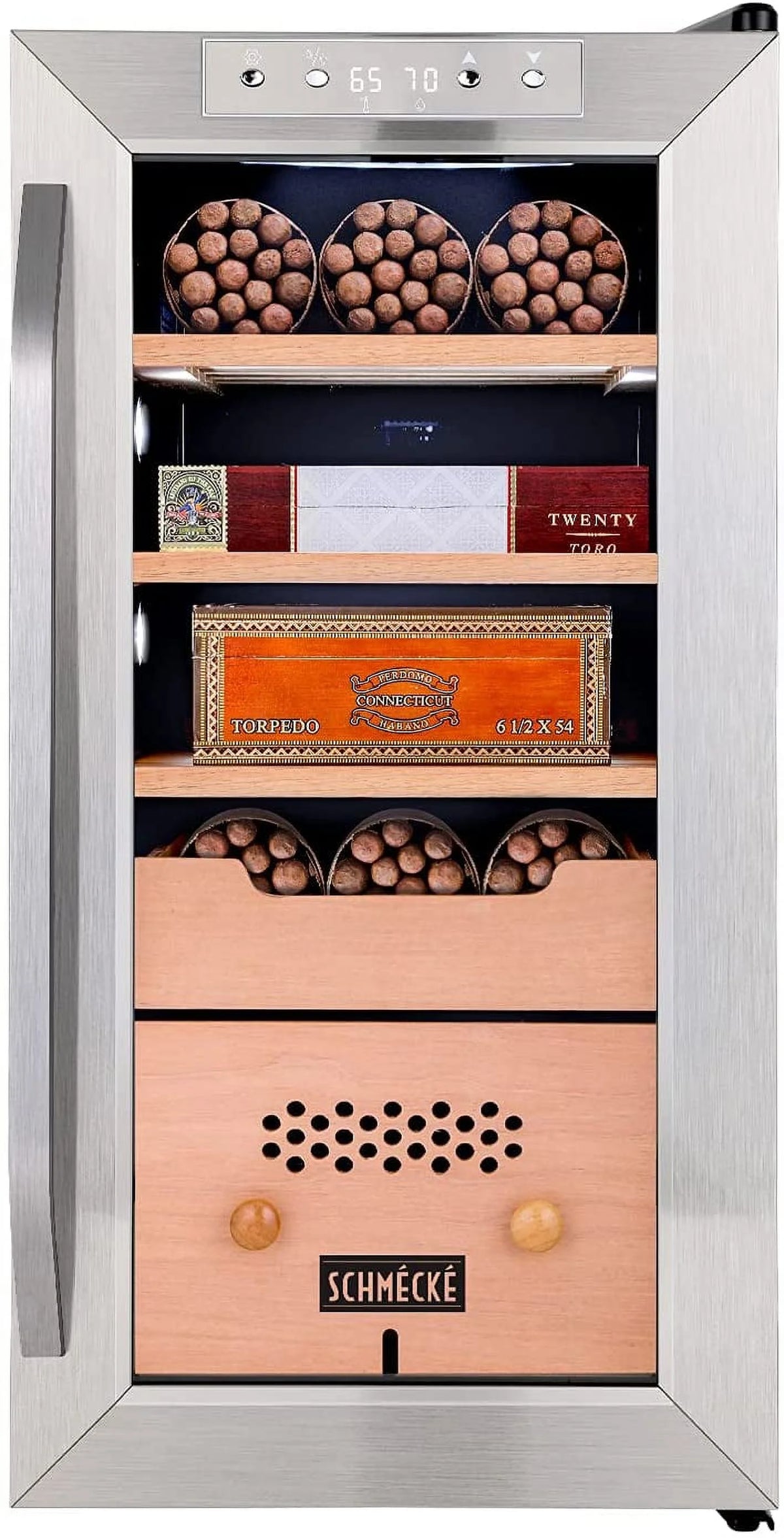 250 Cigar Cooler Humidor with Humidity Control Stainless Steel Z4029
