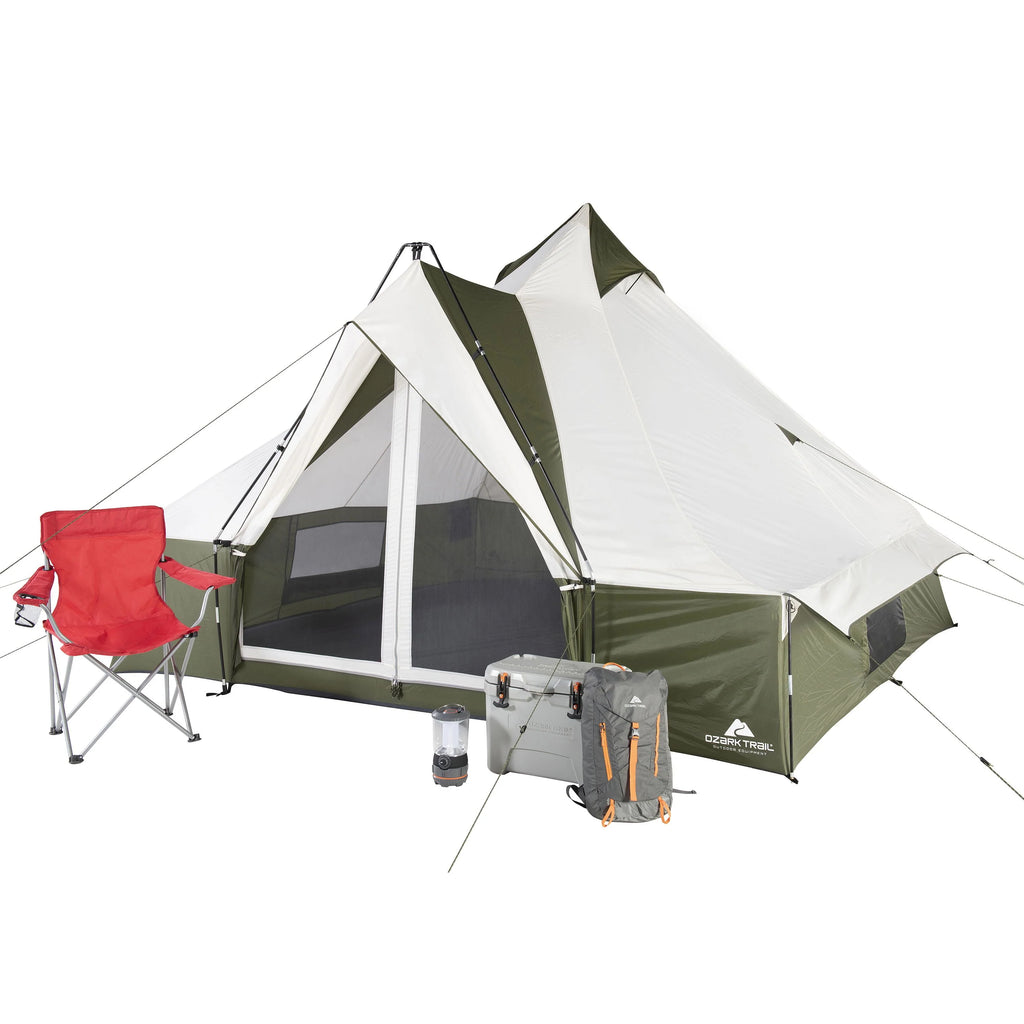 8 Person Camping Tent with Covered Entrance K9242