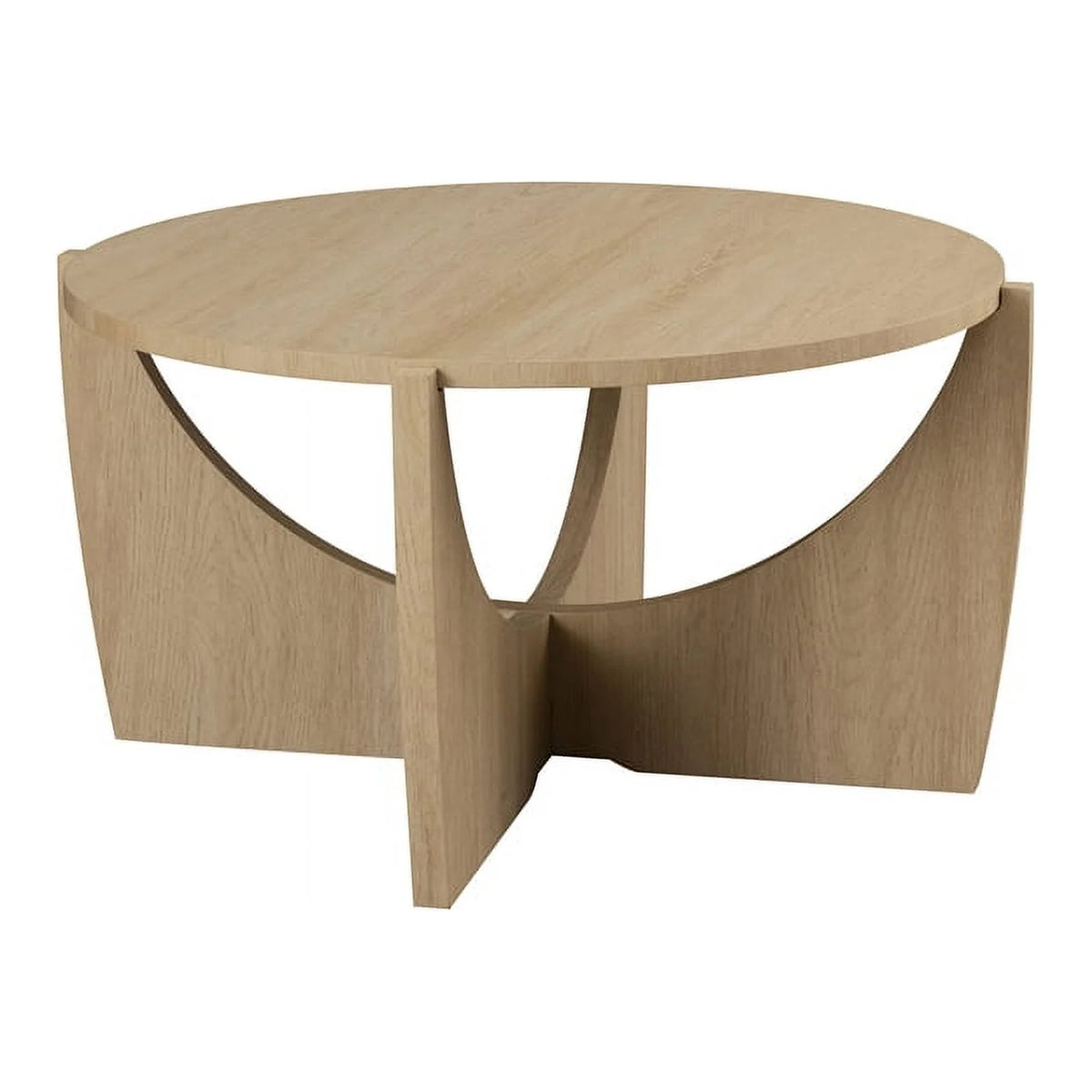 28" Wood Round Coffee Table with Crossed Arch Base P64035