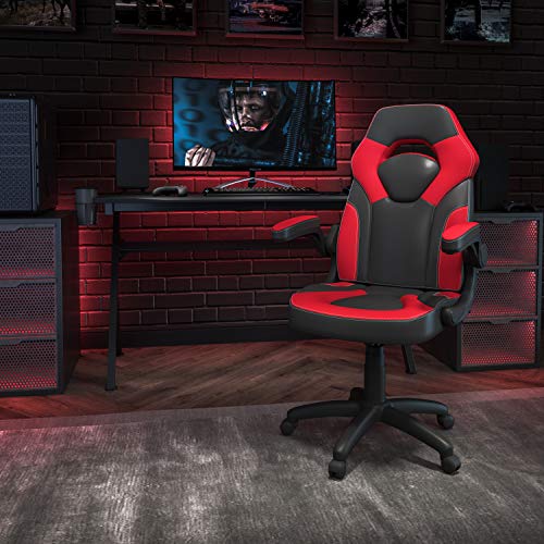 High-Back Blue/Black Gaming Chair with Flip-Up Arms D7123