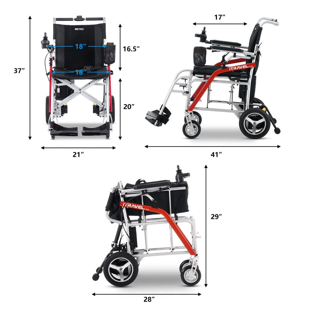 Lightweight Foldable Electric Wheelchair with Cup Holder & Anti-Tipper T94159