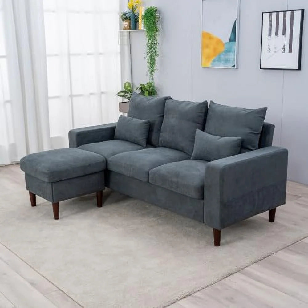 Grey Reversible L-Shaped Sectional Sofa W993
