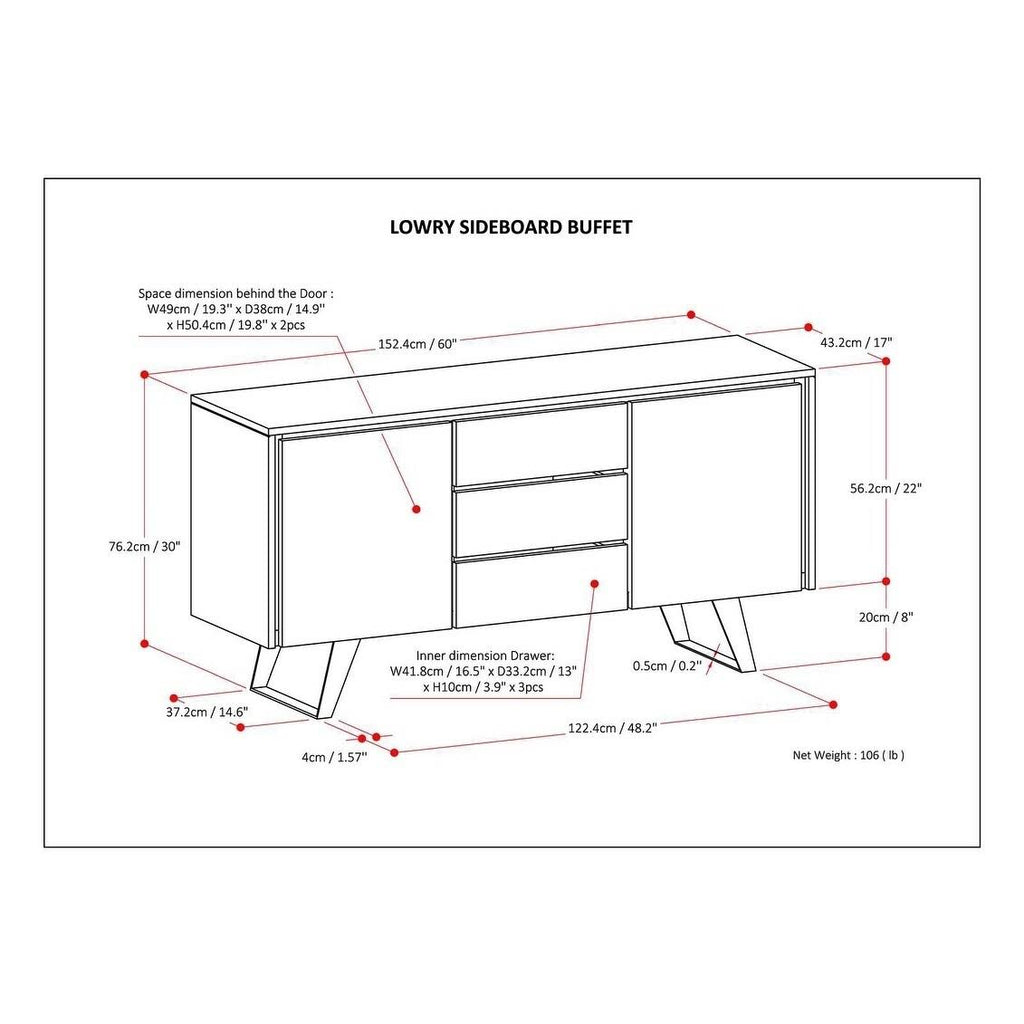 Solid Acacia Sideboard Buffet X3942