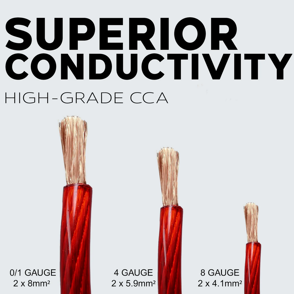1/0Ga 25ft Black/Red Translucent Car Power/Ground Wire 50ft X5572