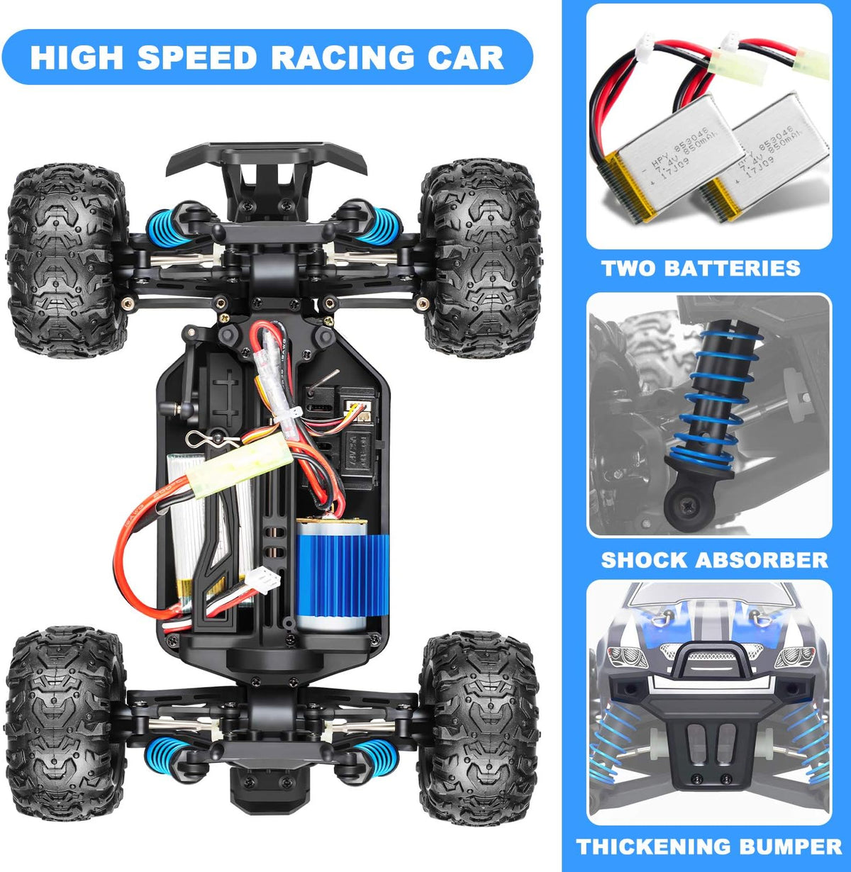 Remote Control Off Road Monster Truck 1:18 Scale 4WD Blue S271052