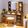 Makeup Vanity Table Set with LED Mirror and 6 Drawers F478