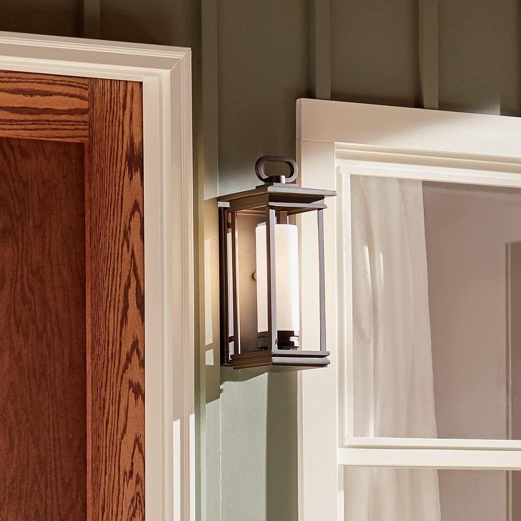 1 Light Outdoor Wall Light with Satin Etched Opal Glass in Rubbed Bronze X362422