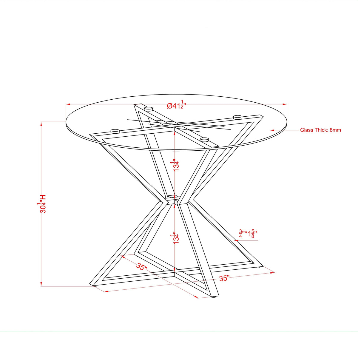 Contemporary Gold 41-in Dining Table U3849
