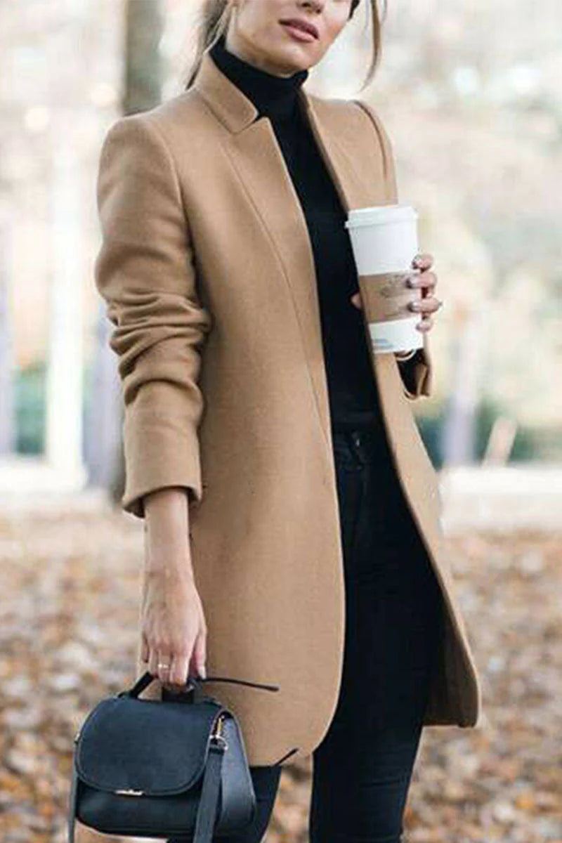 Solid Mandarin Collar Cardigan G35556