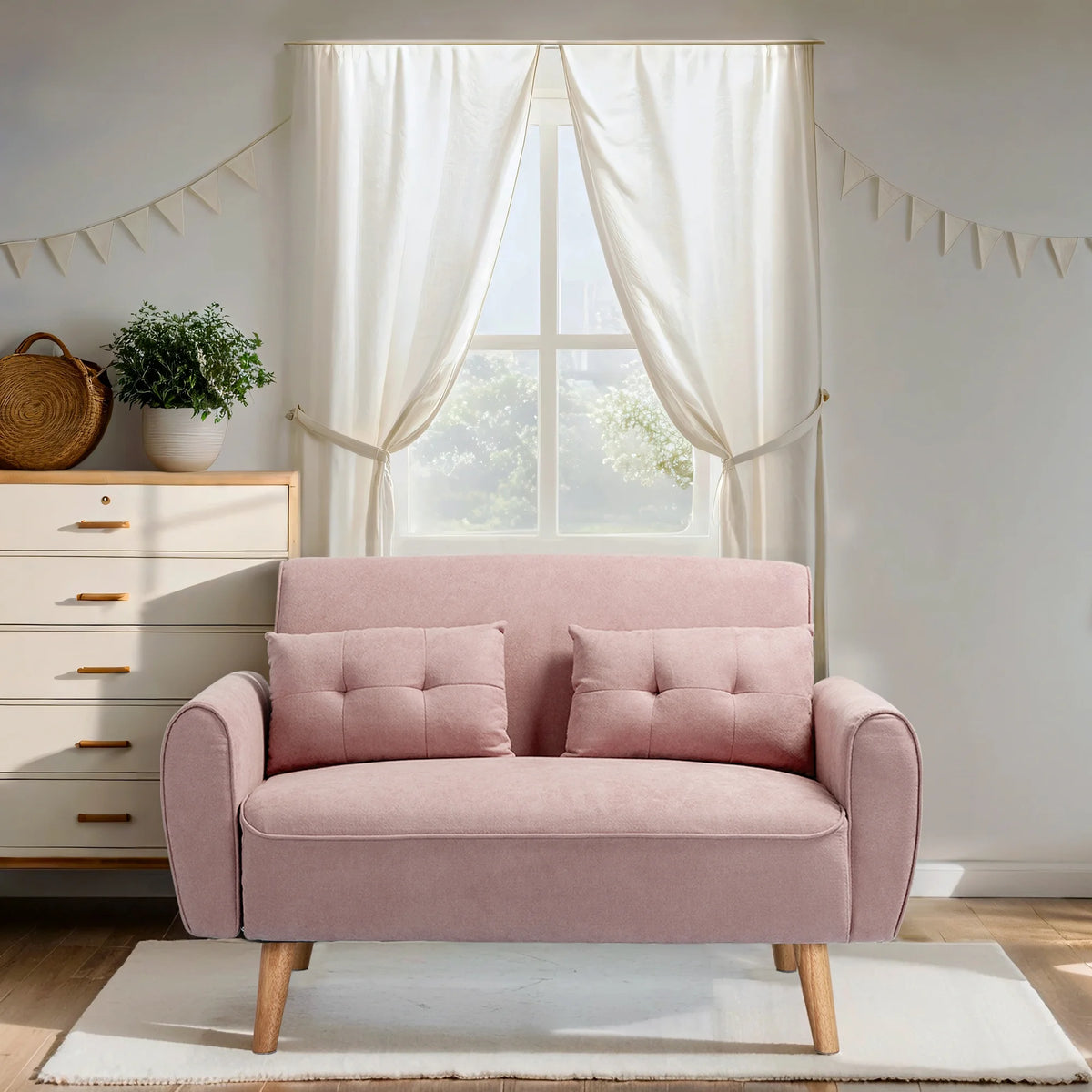 Dark Grey Fabric Upholstered 2-Seat Sofa U168088