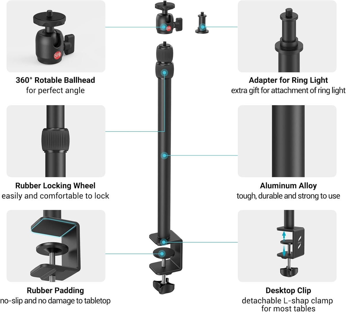 Adjustable Camera Desk Mount with Ball Head R362