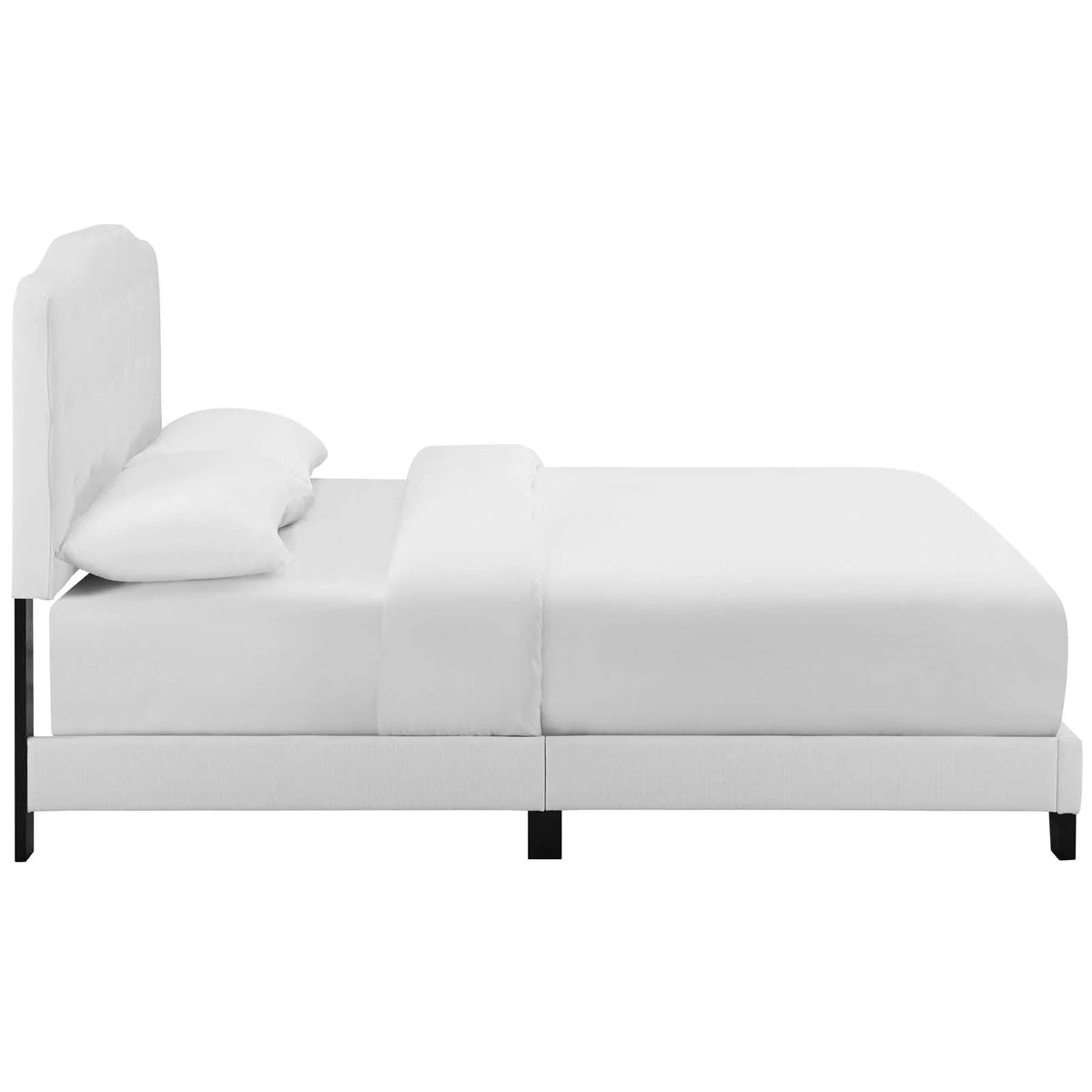 Full Upholstered Fabric Bed in White A2064