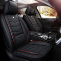 2 Front Car Seat Cover Waterproof with Built-in Lumbar Support Black White U795