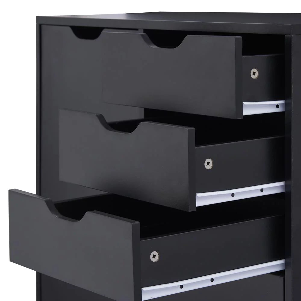 Black 5 Drawer File Cabinet with Wheels A535