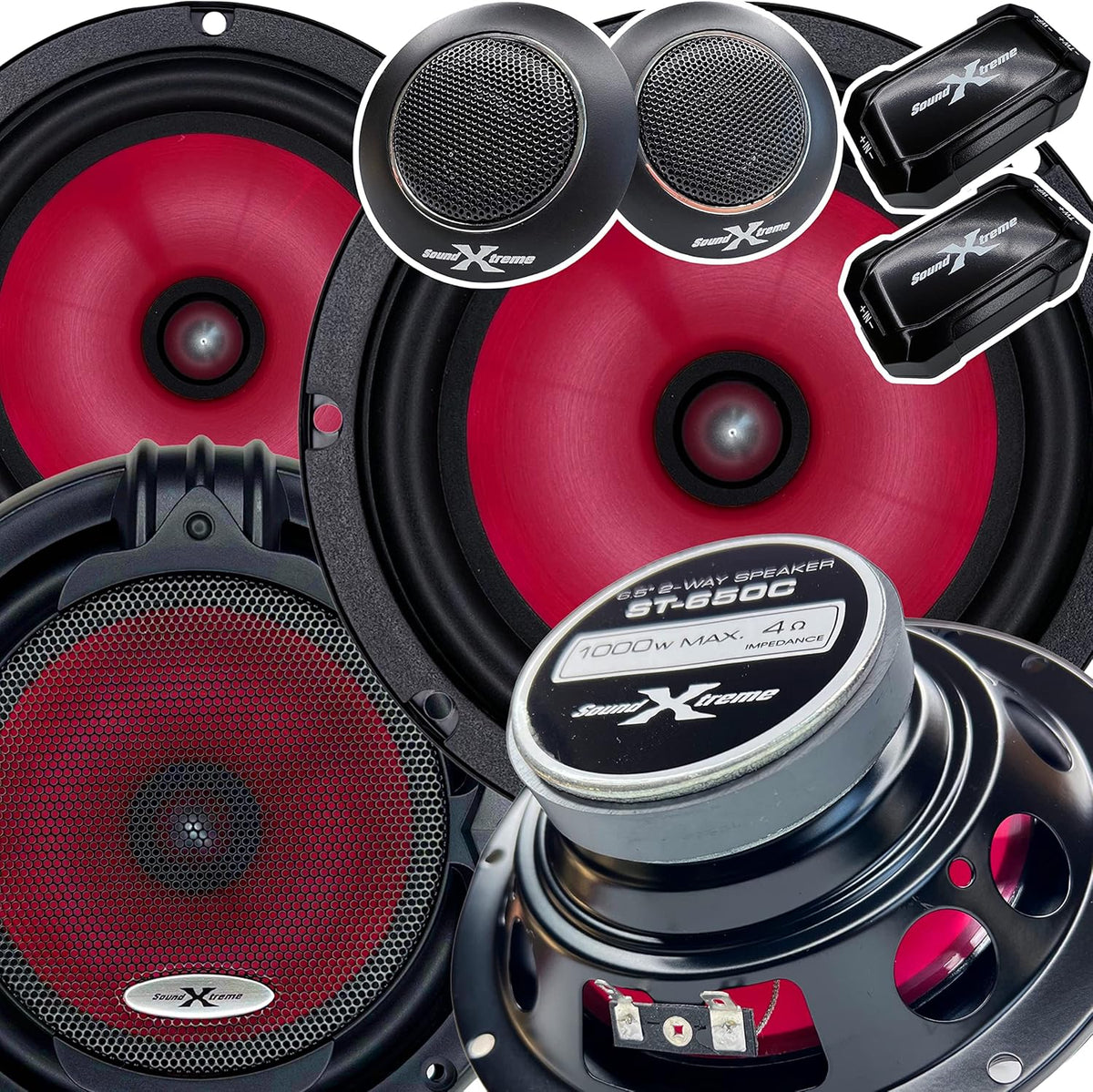 2 Pairs 6.5-Inch 2-Way Car Audio Component Speaker System V246142
