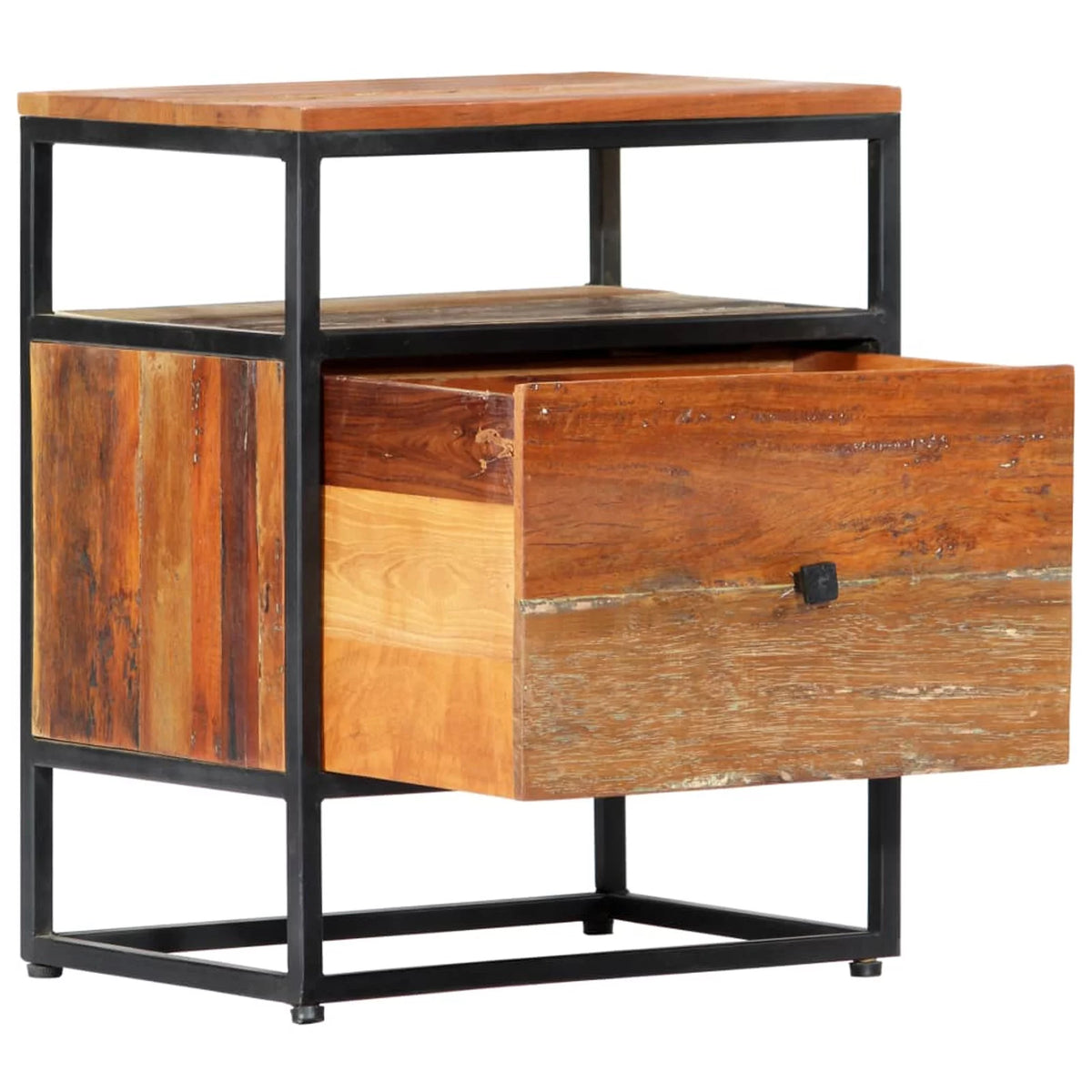 Bedside Cabinet Solid Reclaimed Wood and Steel J130