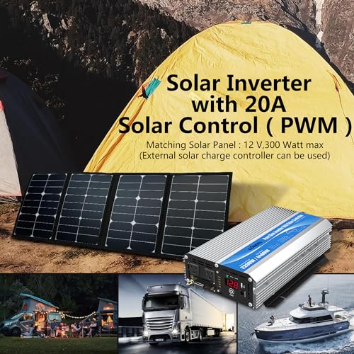 2200Watt Pure Sine Wave Solar Power Inverter with 20A Solar Charger Controller PWM H306390