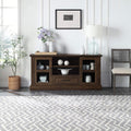 62 Inch TV Stand with Glass Cabinet Doors and Adjustable Shelves C5221