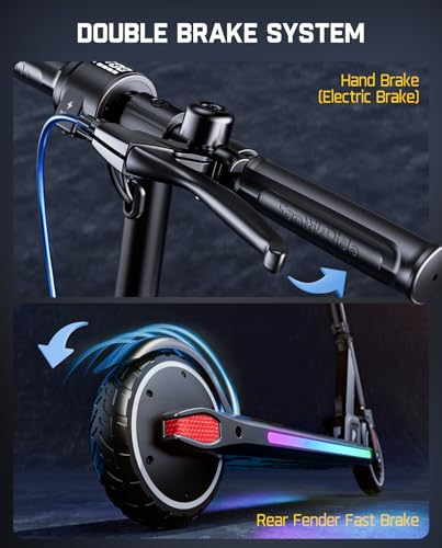 Electric Scooter with LED Lights, Bluetooth Speaker, Adjustable Height, Foldable P932