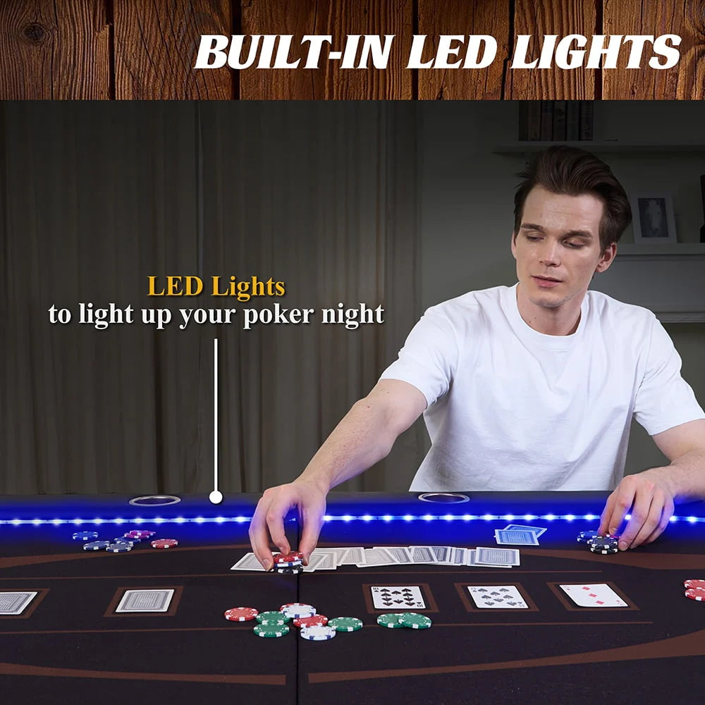 10-Player Poker Table with LED Lights W3478