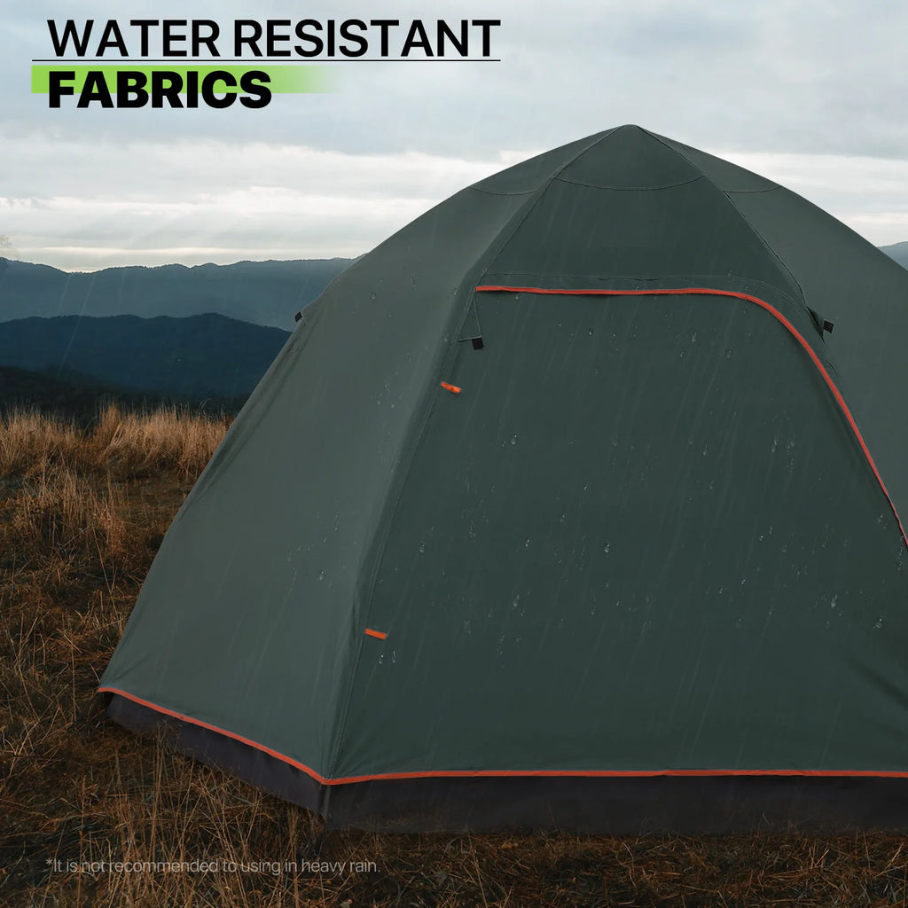 Large 4 Person Double Layer Camping Tent with Carry Bag, Green S72964