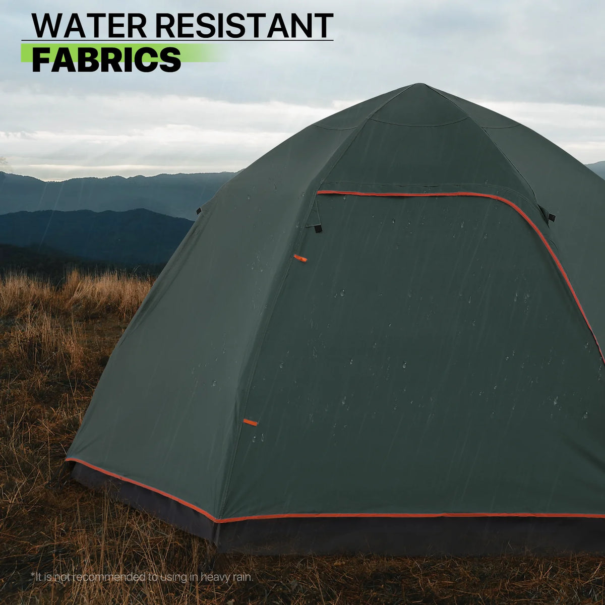 Large 4 Person Double Layer Camping Tent with Carry Bag, Green S72964