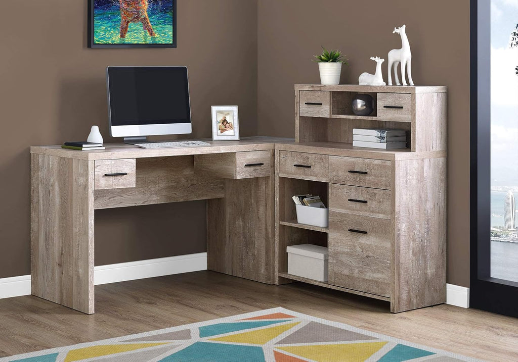 L-Shaped Corner Computer Desk with Hutch B45825