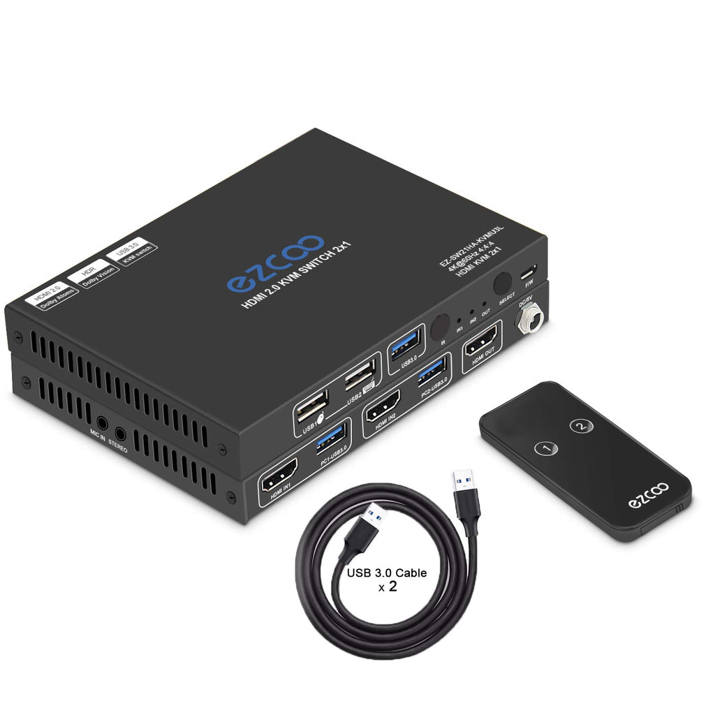 USB 3.0 KVM Switch HDMI 2-Port 4K60 with Stereo Audio Extractor Z495