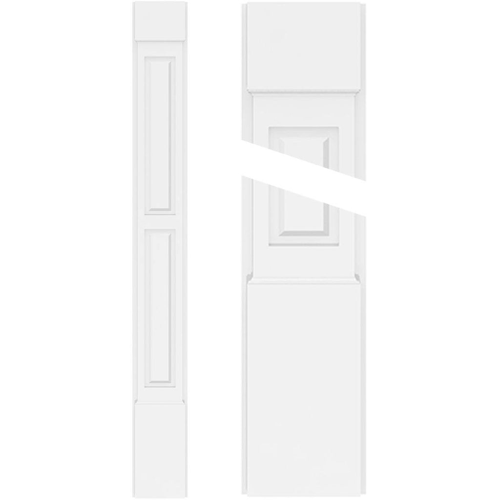 PVC Two Equal Raised Panel Pilaster with Capital and Base (Pair) Y854
