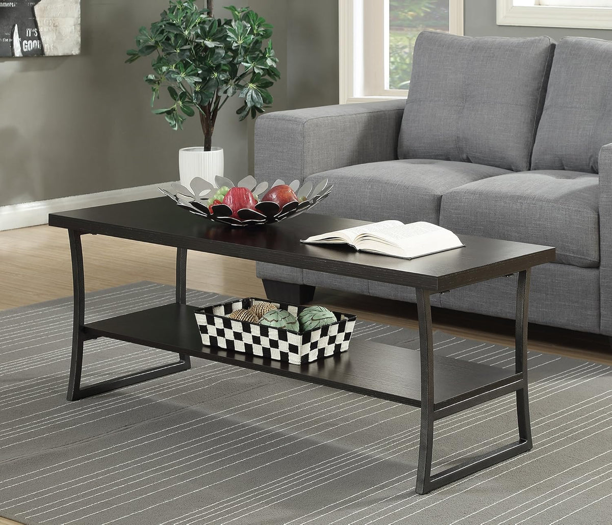 Faux Birch Slate Gray Coffee Table V8403