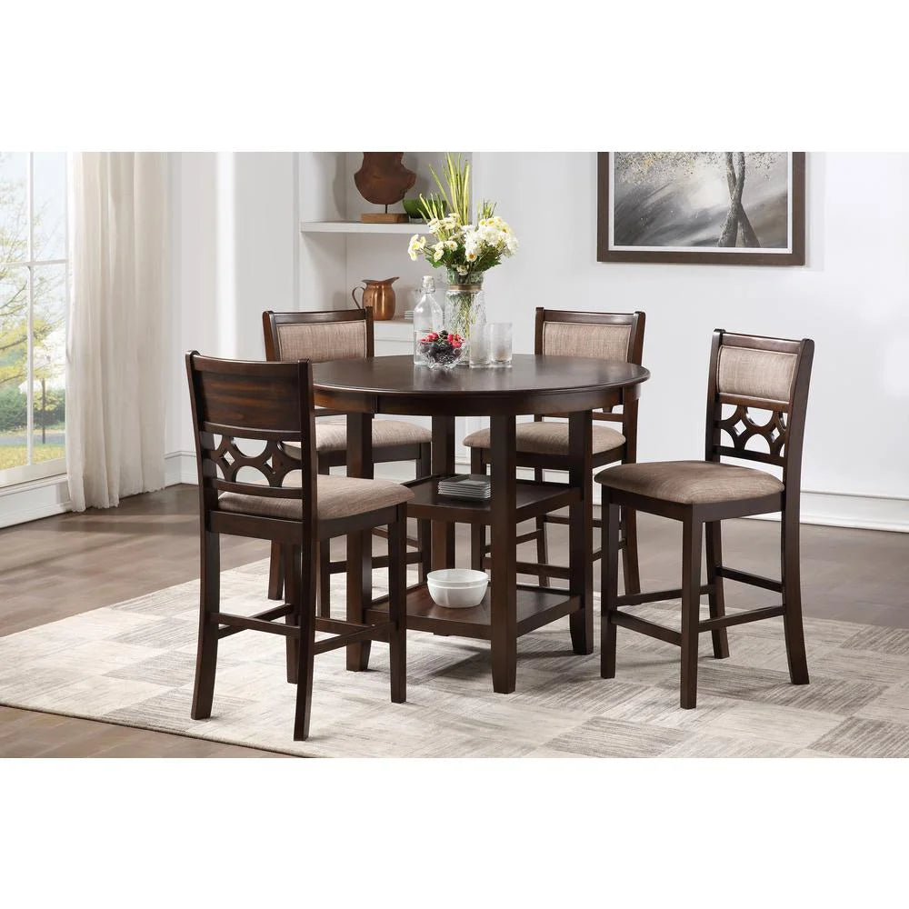 5-Piece Transitional Wood Counter Set in Cherry F439