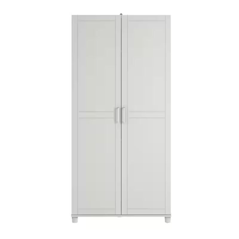 White Wood Freestanding Garage Cabinet I5161