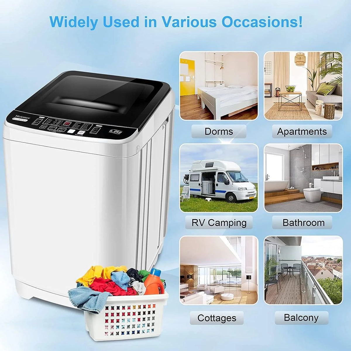 Portable 17.8lbs Fully-Automatic Washing Machine Y977775
