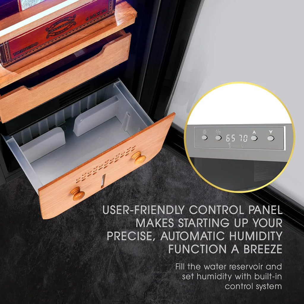 250 Cigar Cooler Humidor with Humidity Control Stainless Steel Z4029