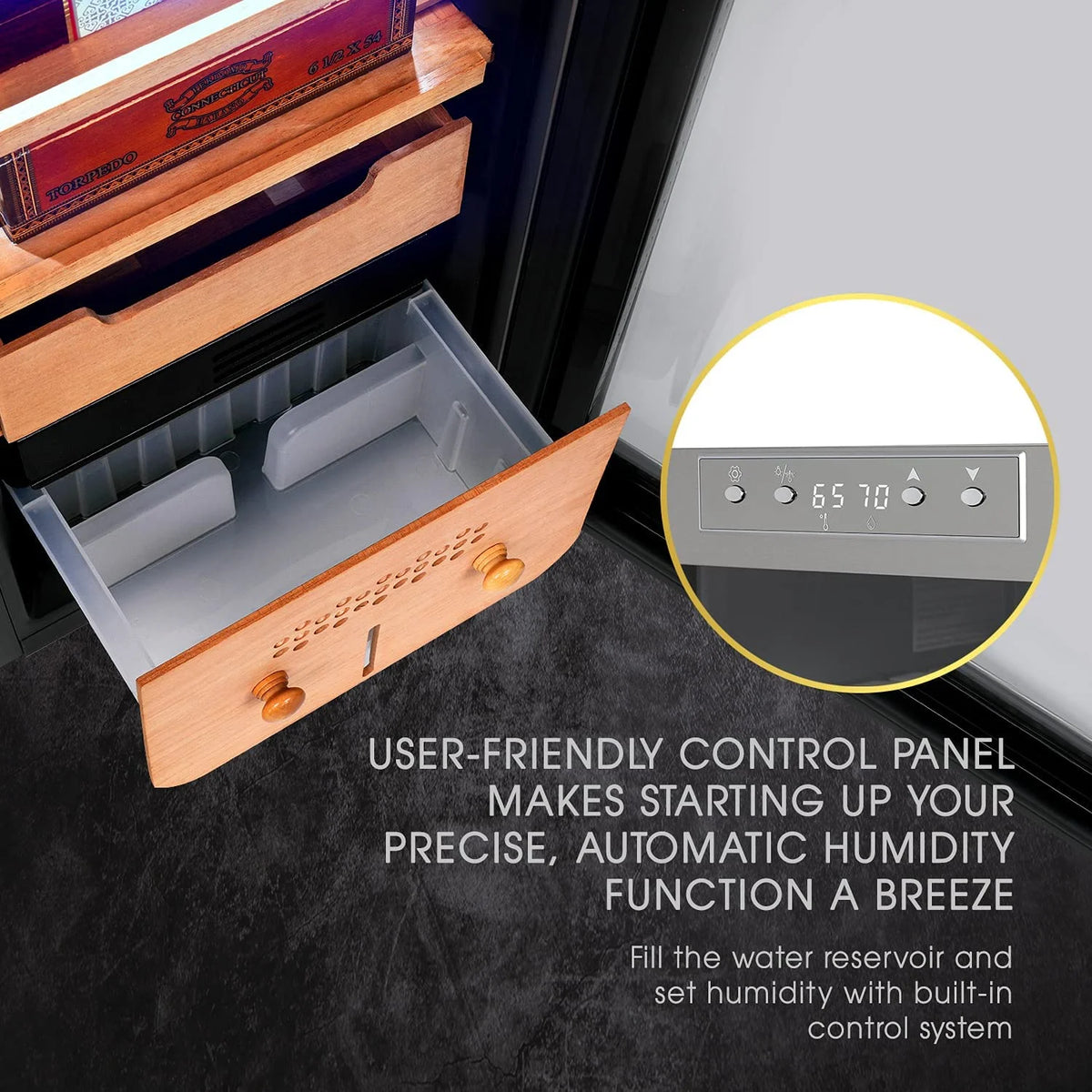 250 Cigar Cooler Humidor with Humidity Control Stainless Steel Z4029