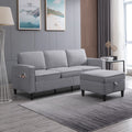 Dark Gray L-Shaped Sectional Sofa with Storage Ottoman W406697
