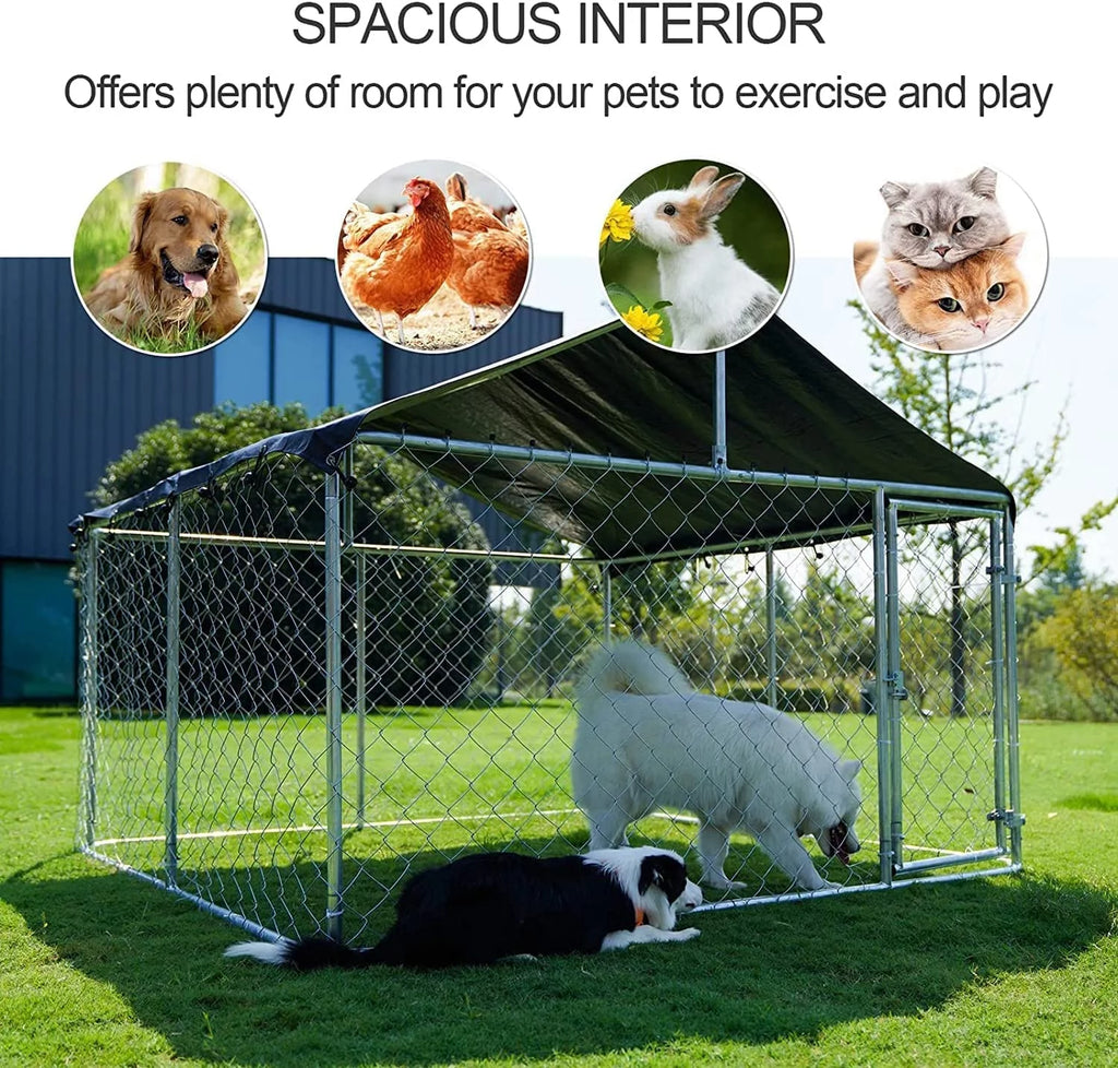 Heavy Duty Outdoor Dog Kennel with Black UV & Water Resistant Cover S4123